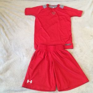 Boys X-small under armour shorts and shirt